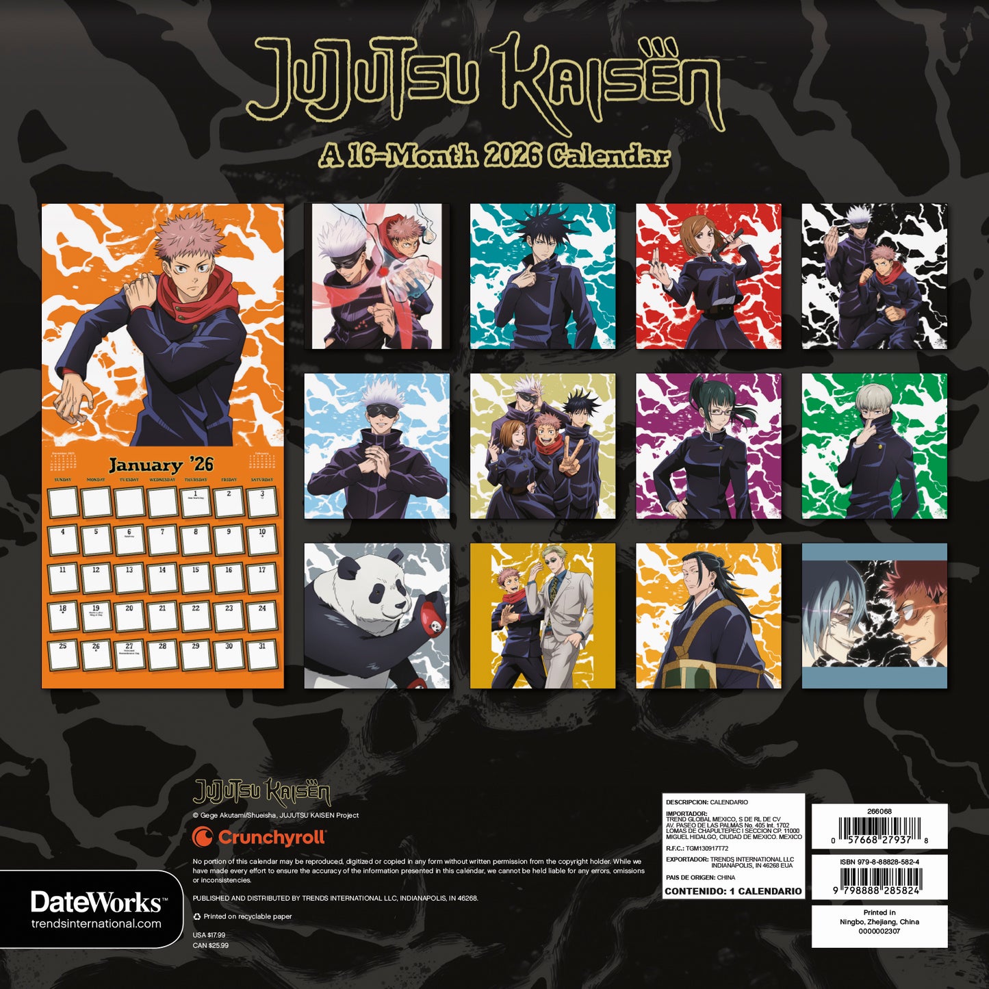 Jujutsu Kaisen 2026 16-Month Wall Calendar