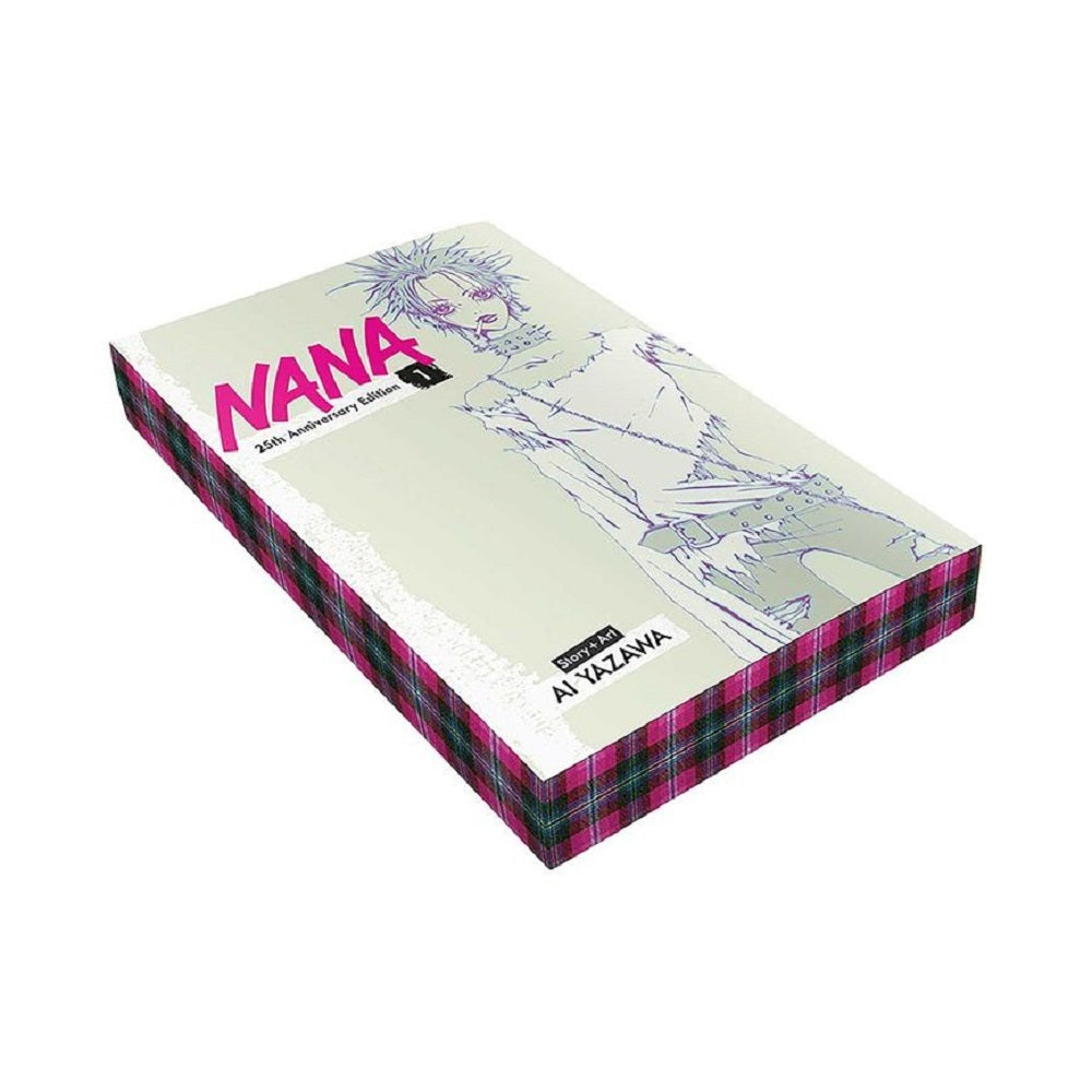 Stacked view of the Nana 25th Anniversary Edition Vol. 1 book next to collector items