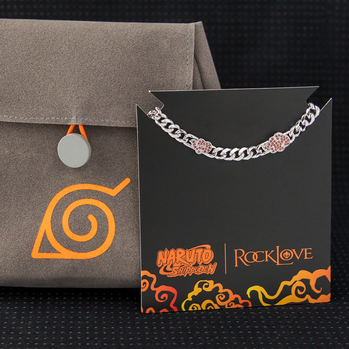 The bracelet mounted on a branded black backer card inside the collector presentation packaging