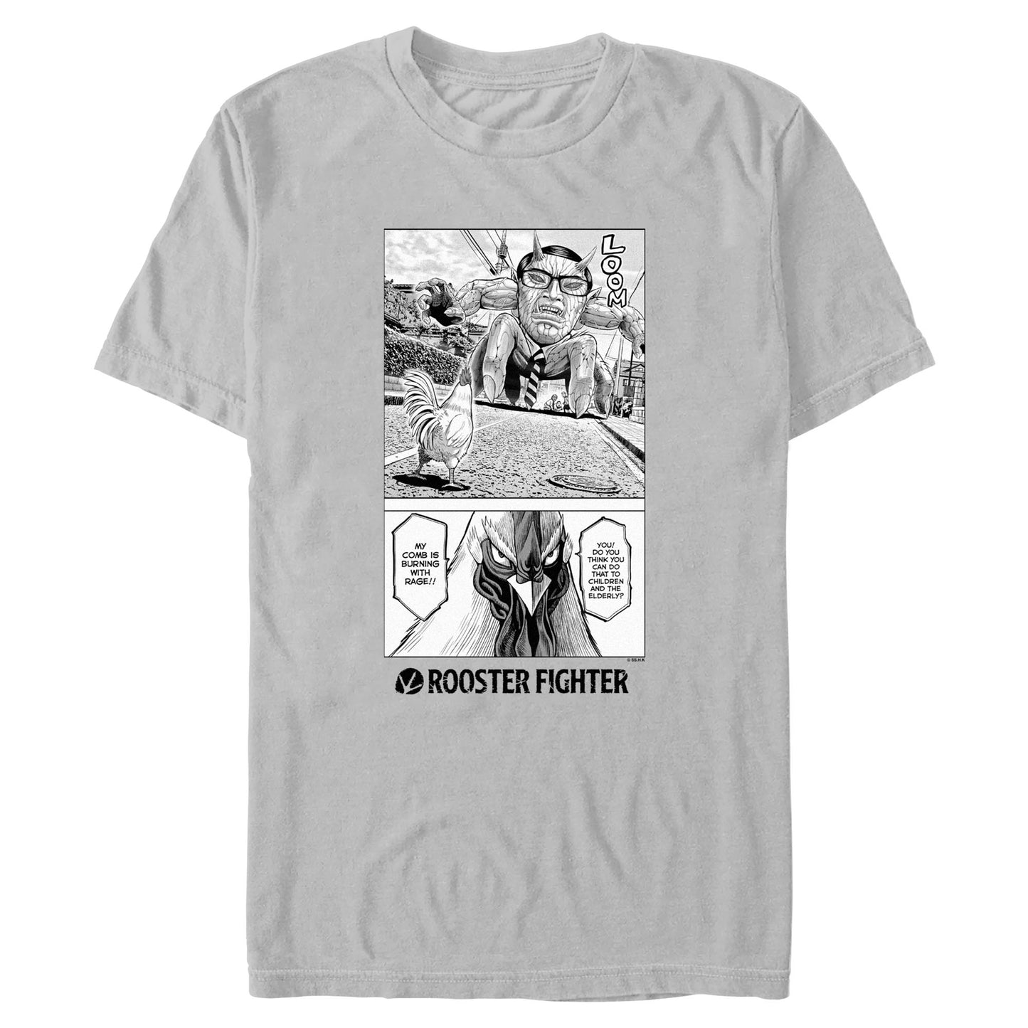 Rooster Fighter Burning With Rage T-shirt