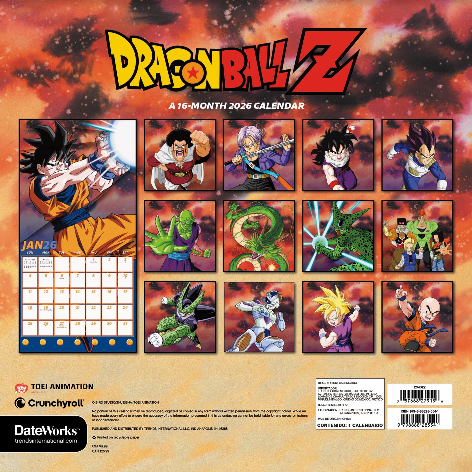 2024 Dragon Ball Z Wall Calendar