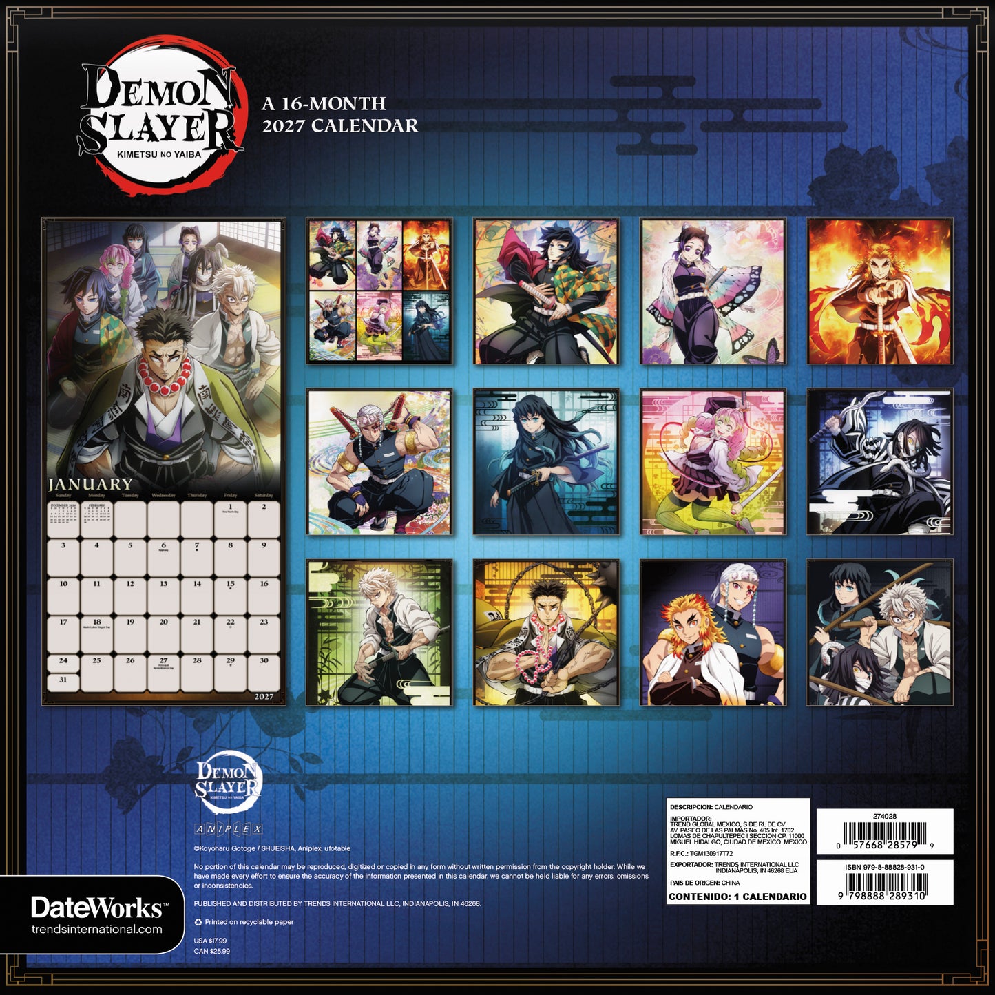 Demon Slayer 2027 Wall Calendar-2