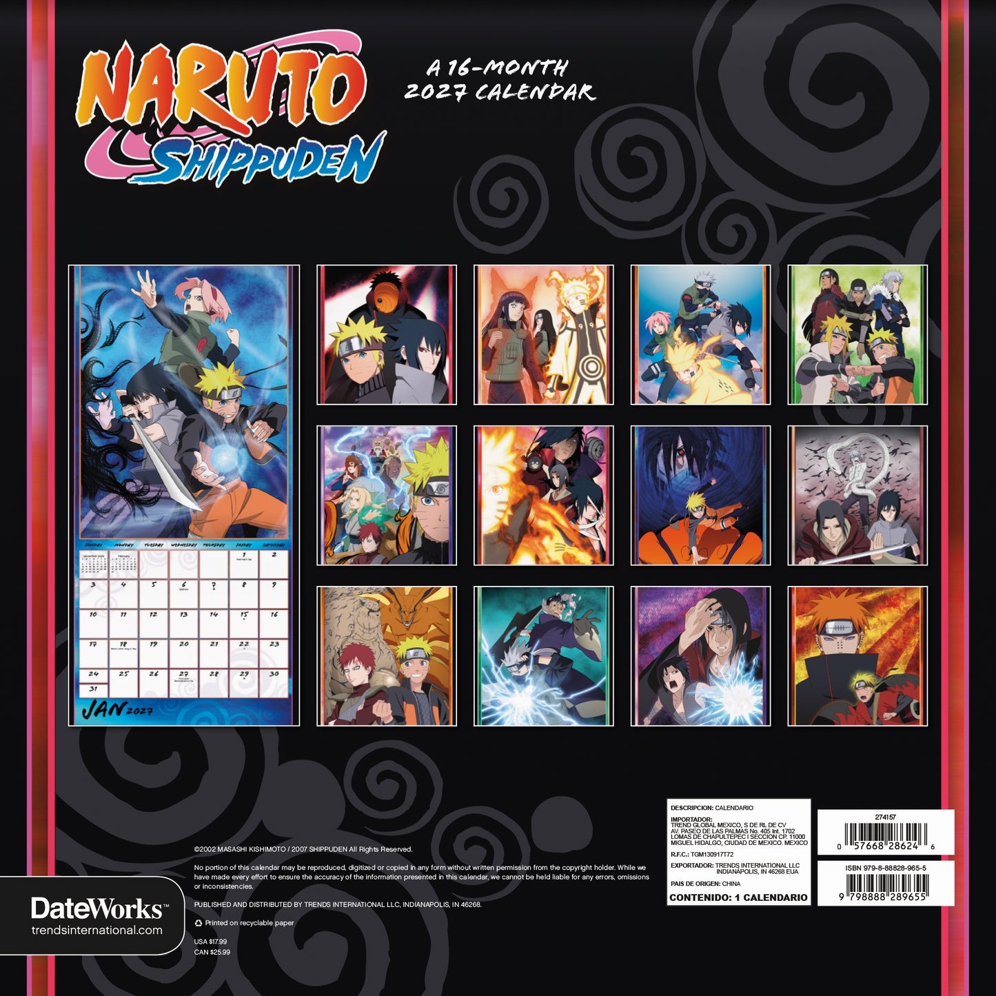 Naruto Shippuden 2027 Wall Calendar-2