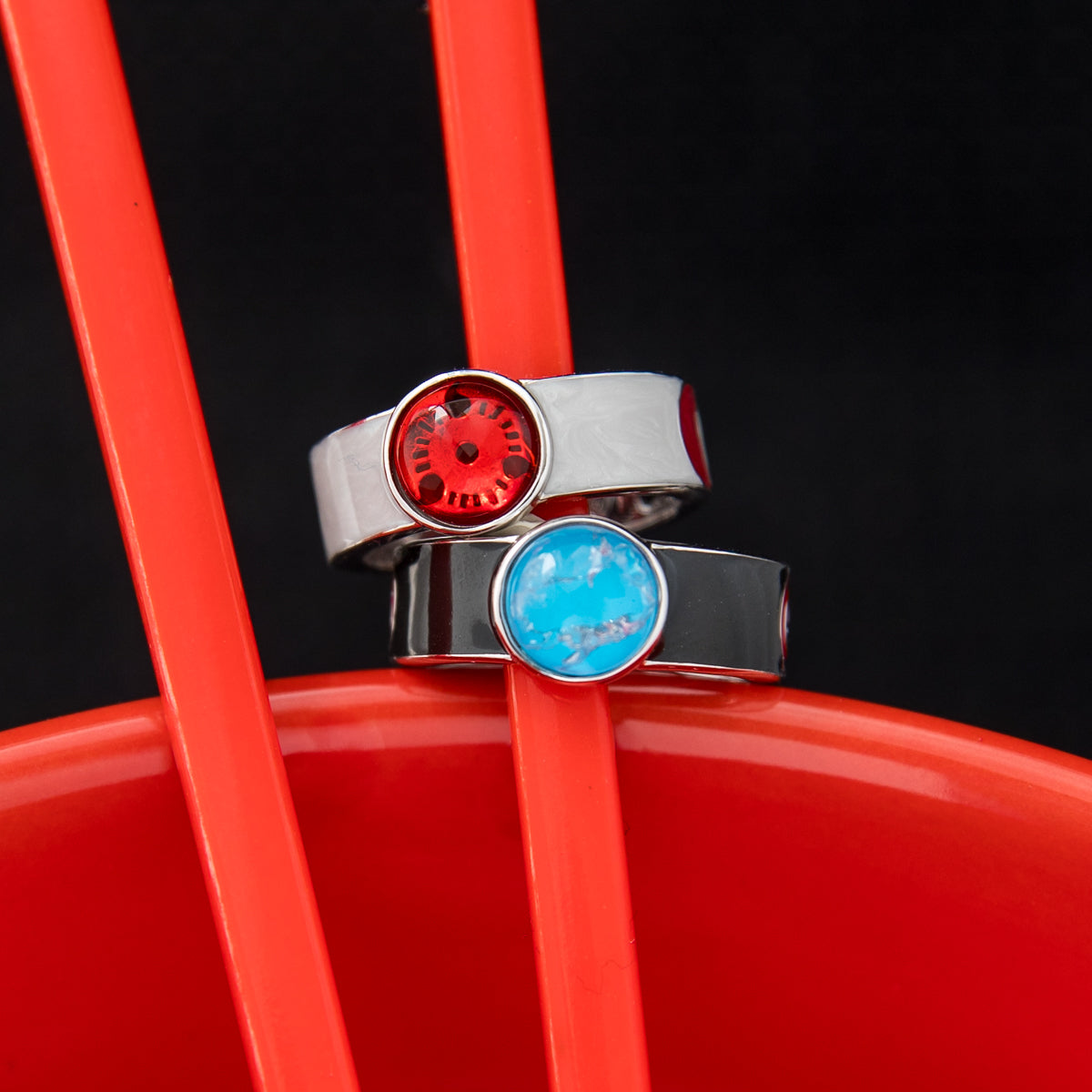 Lifestyle view of the ring worn on a hand, emphasizing the 7mm wide band profile