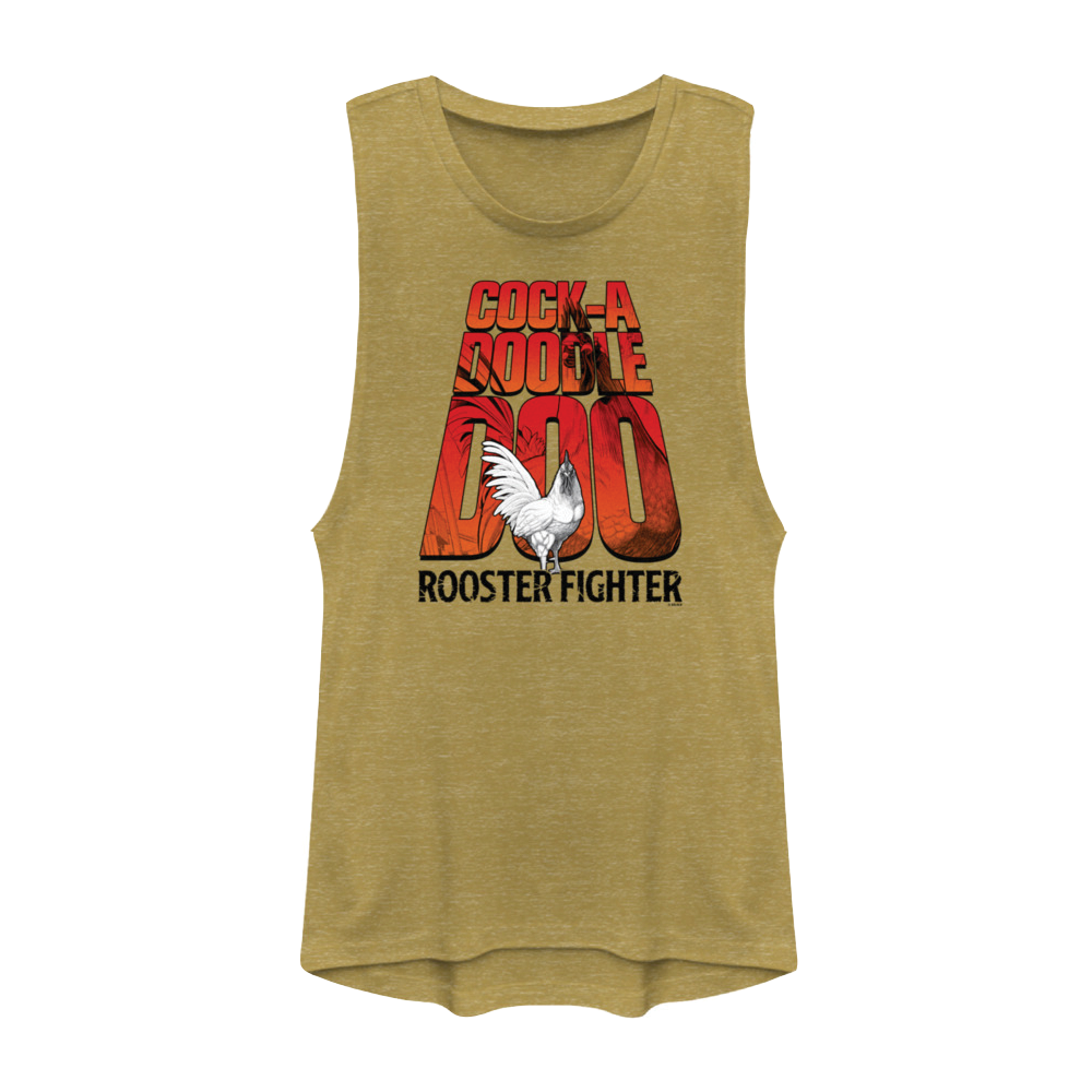 Rooster Fighter Doodle Doo Gold Heather Muscle Tank