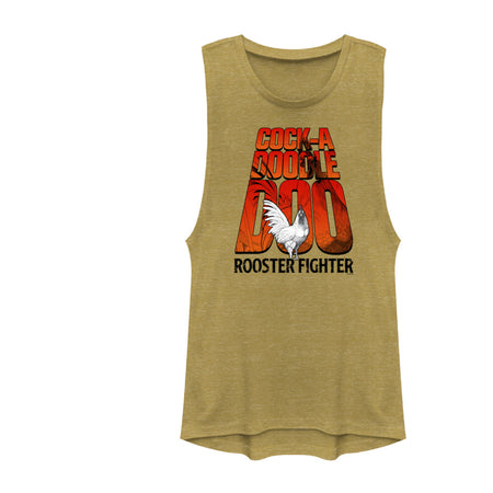 Rooster Fighter Doodle Doo Gold Heather Muscle Tank