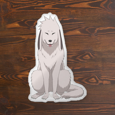 Close-up view of the plush polyester texture and stitching on the Naruto Shippuden Akamaru pillow
