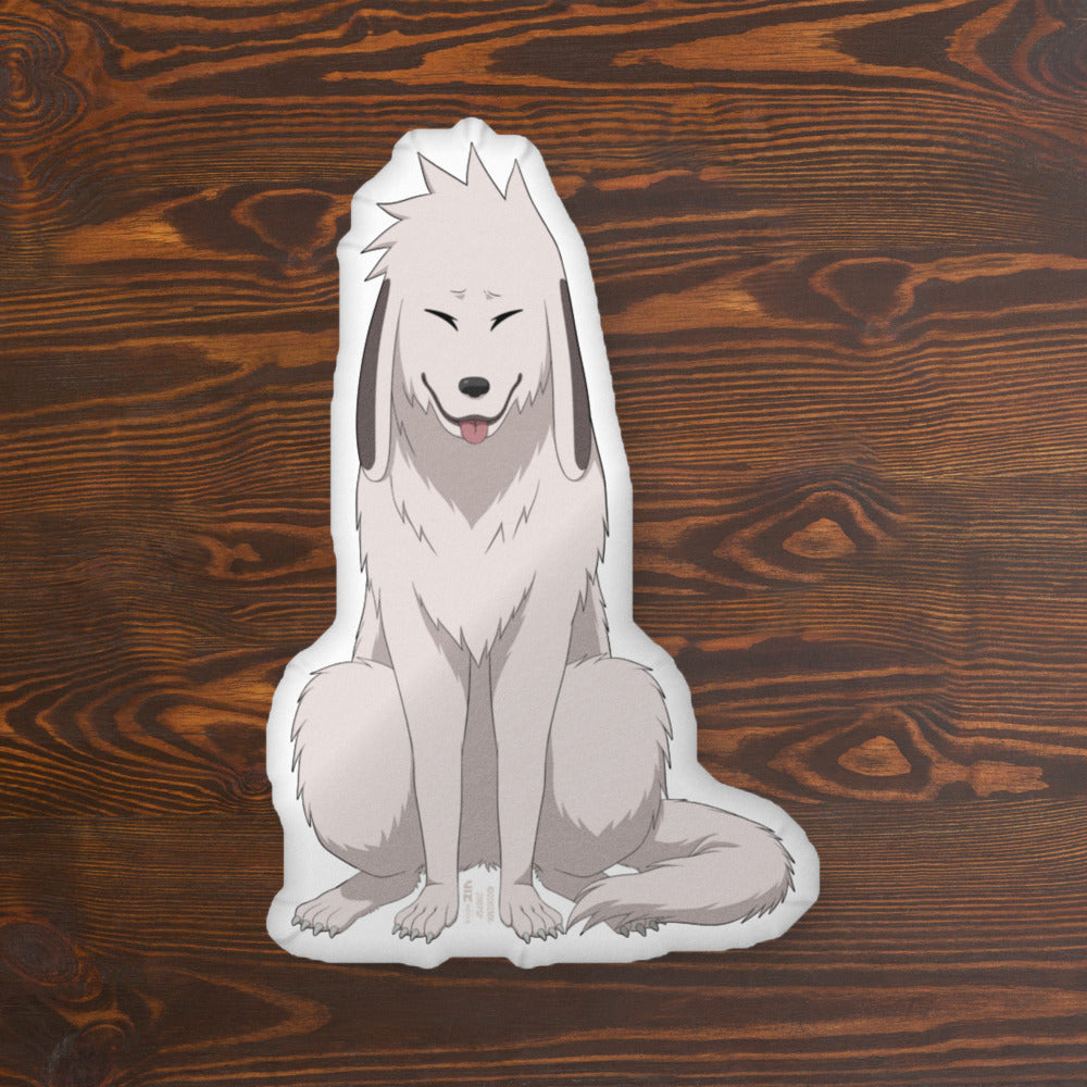 Close-up view of the plush polyester texture and stitching on the Naruto Shippuden Akamaru pillow