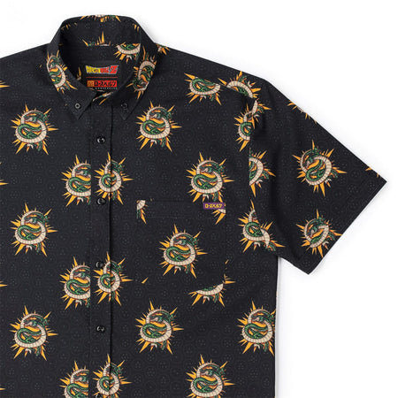 Dragon Ball Z x RSVLTS button-down shirt featuring Shenron and Dragon Balls on a green background